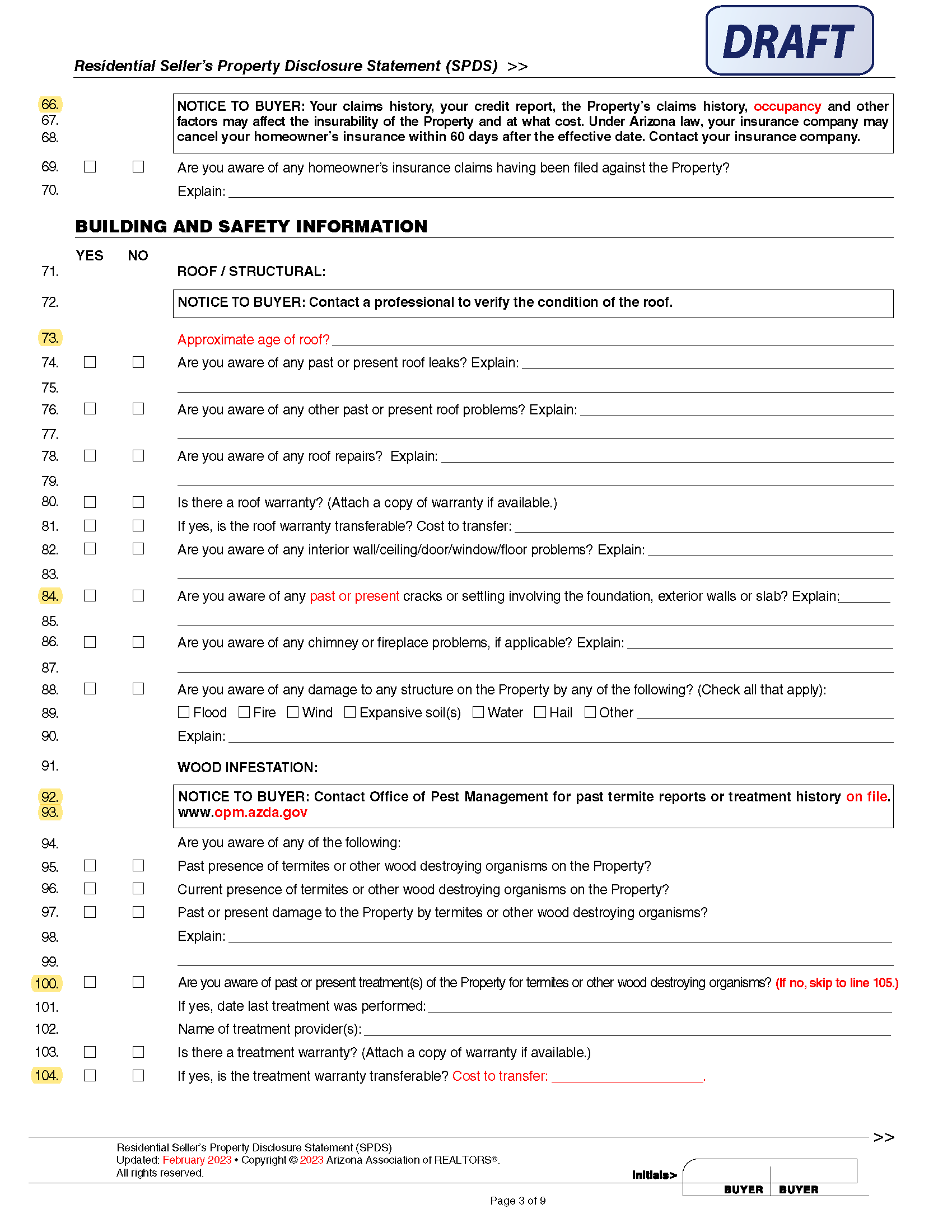 15 Seller Property Disclosure Page 3 4 Contract Writing Course Dodd School Of Real Estate 1160